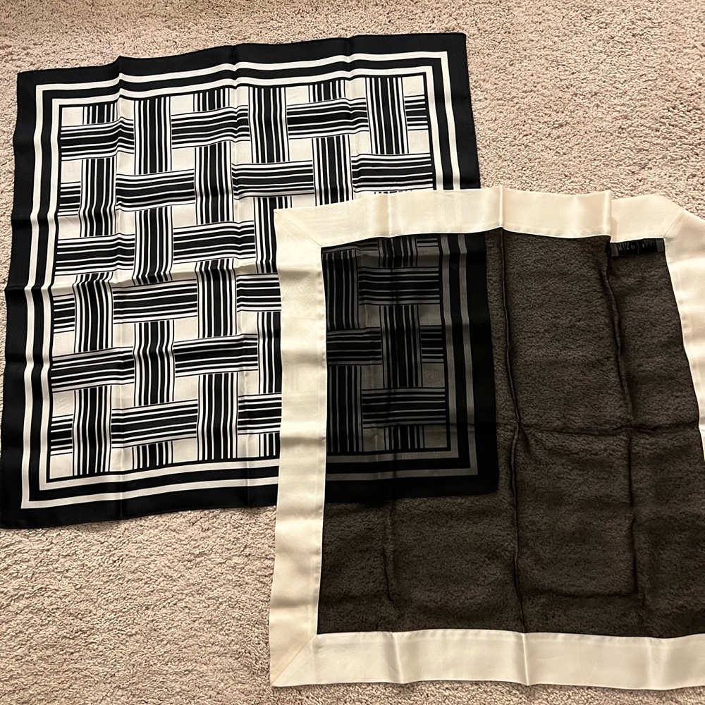 Lot of two black and white scarves